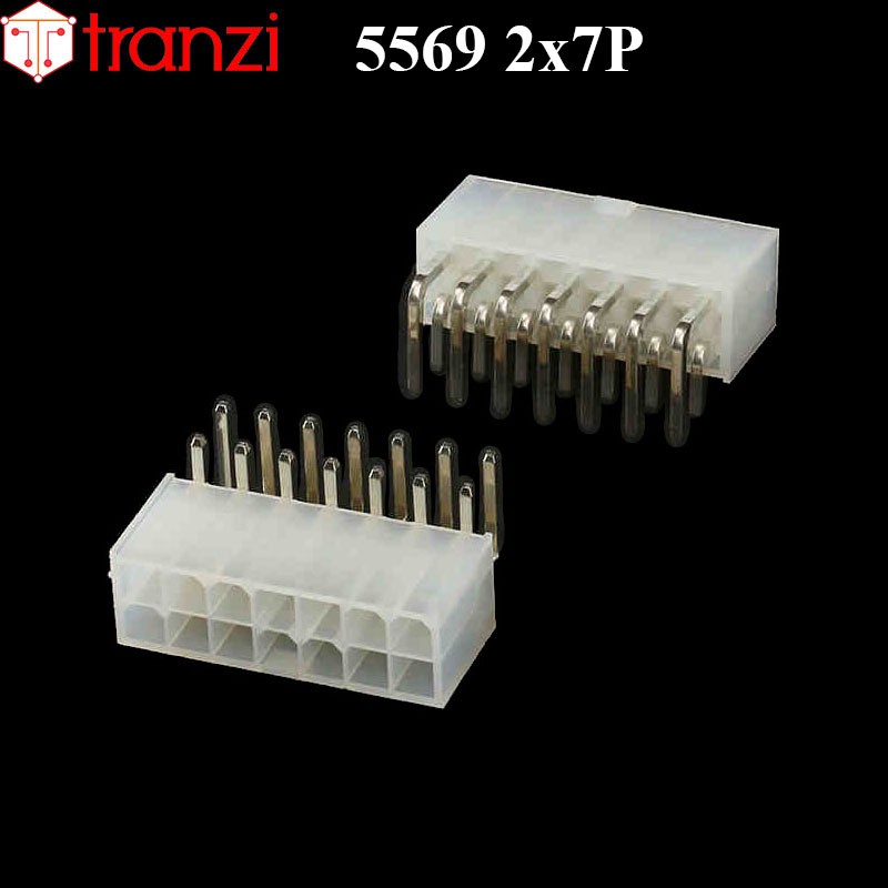 Giắc cắm header 4.2mm 5569 2x7P chân cắm cong trắng - túi 5 cái