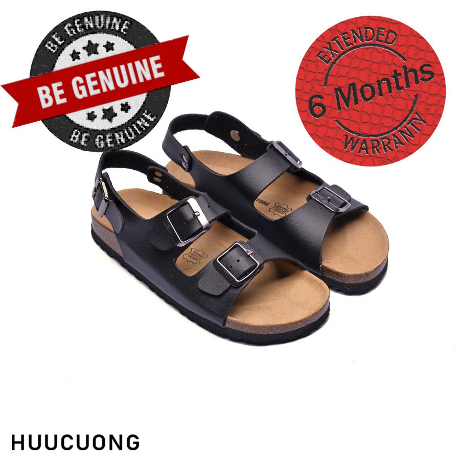 Sandal HuuCuong 2 khóa đen đế trấu bảo hành 6 tháng, hàng chính hãng tiêu chuẩn xuất khẩu