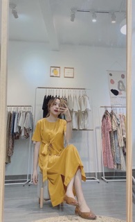 ĐẦM VÀNG CỘT NƠ EO