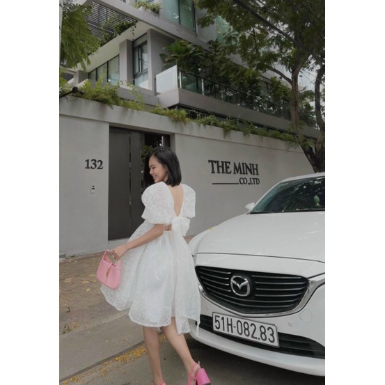 Vải tơ organza hoa hàng đẹp màu trắng