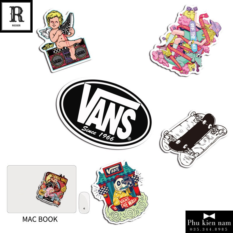 Sticker PVC Vans 100 Hình ST106 - Stickers Chống nước Dán Mũ bảo hiểm Vali Laptop Điện thoại Dán xe