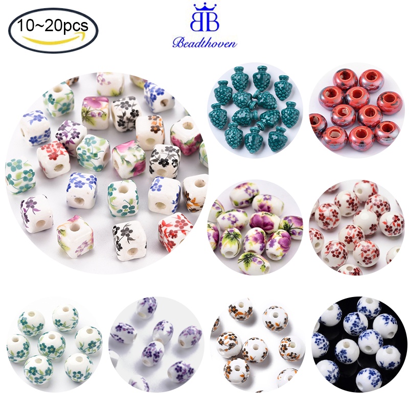 10-20 Hạt Cườm Sứ Hình Lập Phương 8.5x8.5x8.5mm 2.5mm
