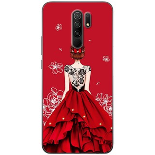 Ốp lưng Xiaomi Redmi 9, Redmi 9A, Redmi 9C in hình Cô gái váy đỏ áo đen