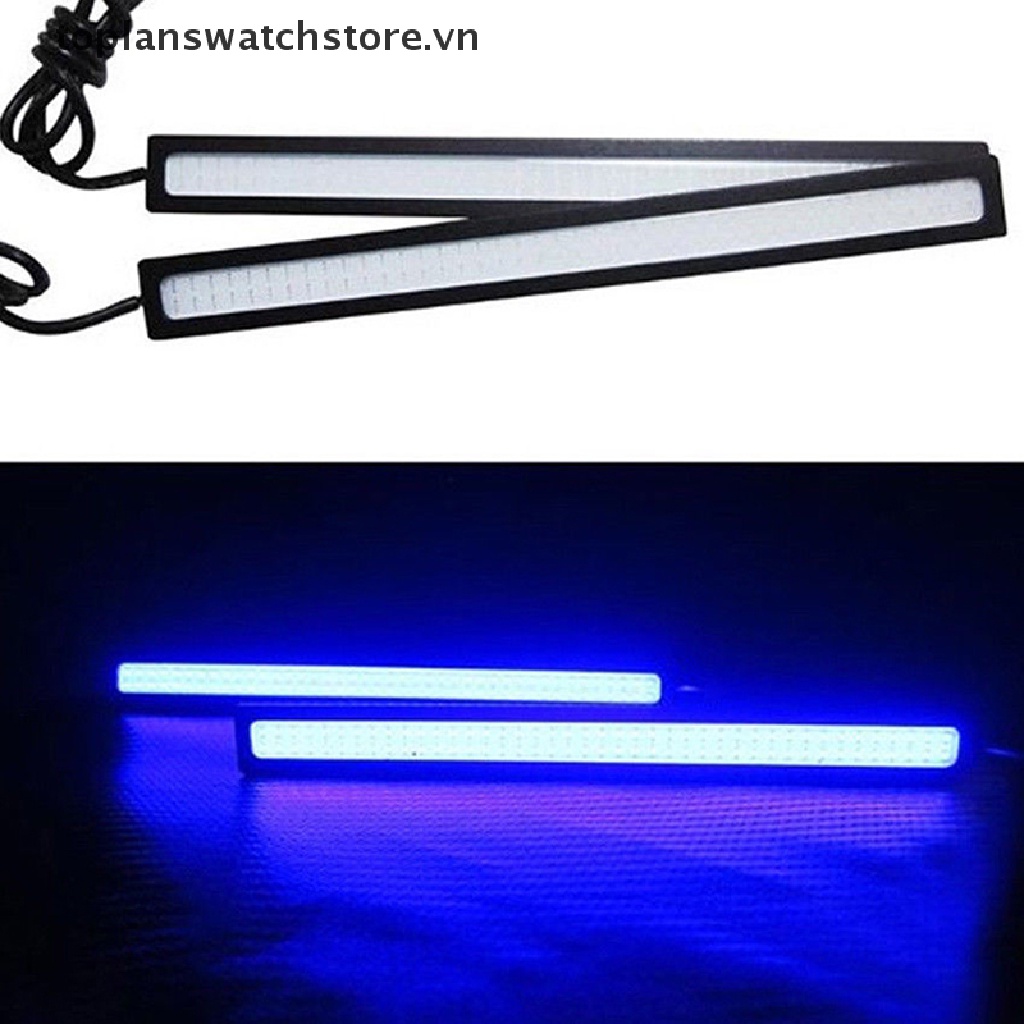 Đèn LED COB DRL DC 12V 17CM Siêu Sáng Chống Thấm Nước Màu Xanh Dương Cho Xe Hơi Vn