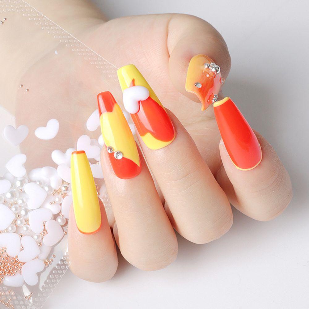 OCEANMAP Phụ Kiện Trang Trí Móng Tay Hình Trái Tim Màu Trắng Thời Trang DIY