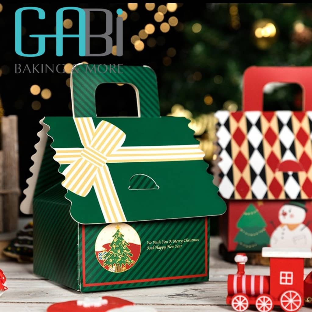 Hộp giấy hình ngôi nhà Noel đựng quà, bánh kẹo