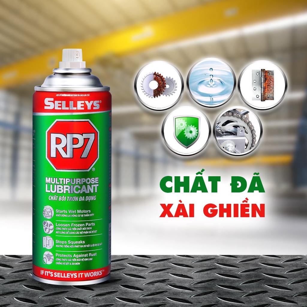 RP7 chính hãng bình xịt tẩy rỉ sét và bôi trơn kim loại SELLEYS
