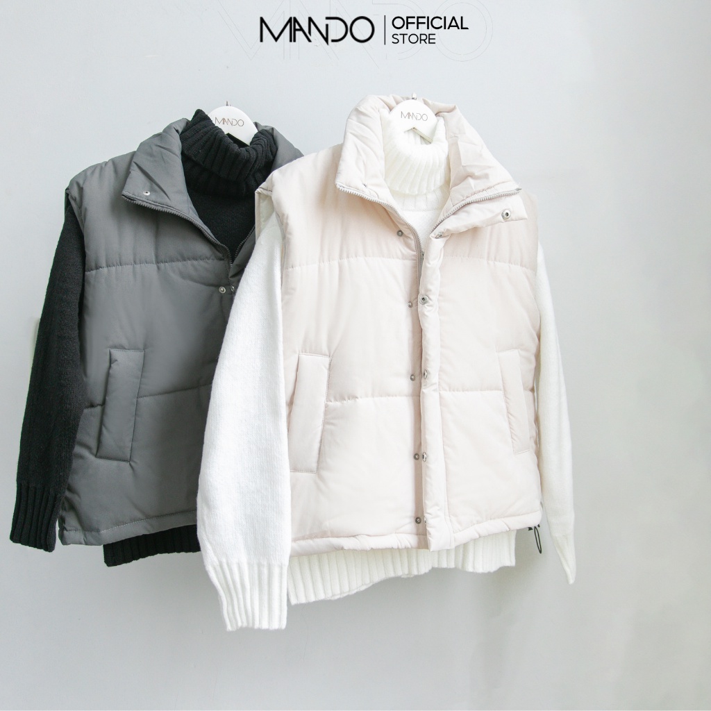 Áo Phao Gile Trơn Trần Bông Cao Cấp Nam MANDO 2 Màu Xám Be Form Rộng Basic Unisex Trẻ Trung Thời Trang Hàn Quốc KPN007