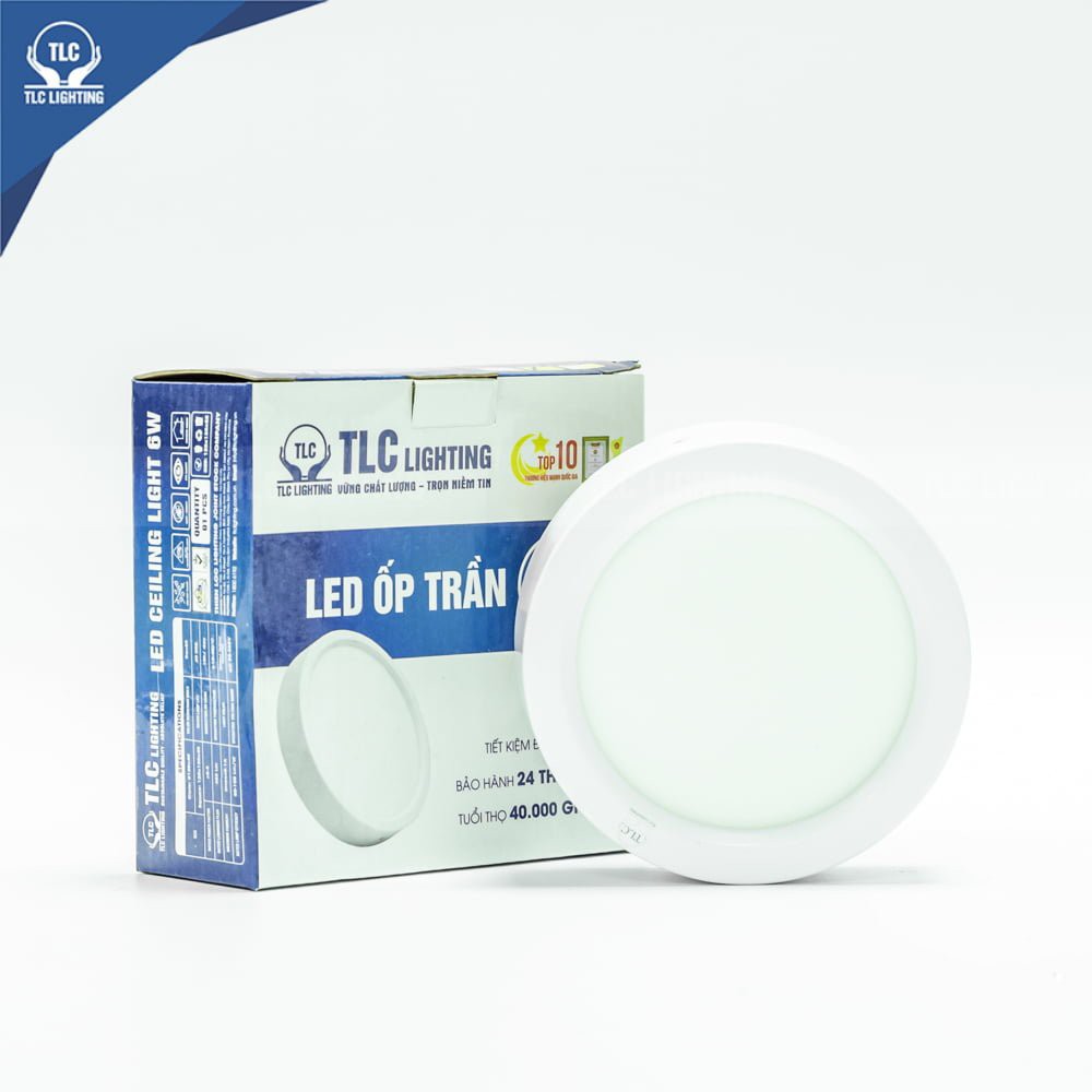 Đèn led ốp trần TLC ốp nổi tròn vỏ trắng