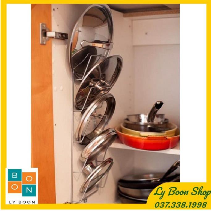 Giá Treo Vung Xoong- Nồi 6 Ngăn, Giúp Tiết Kiệm Không Gian Bếp Của Bạn-Kệ để treo vung nắp xoong nồi inox 304 gắn tường | BigBuy360 - bigbuy360.vn