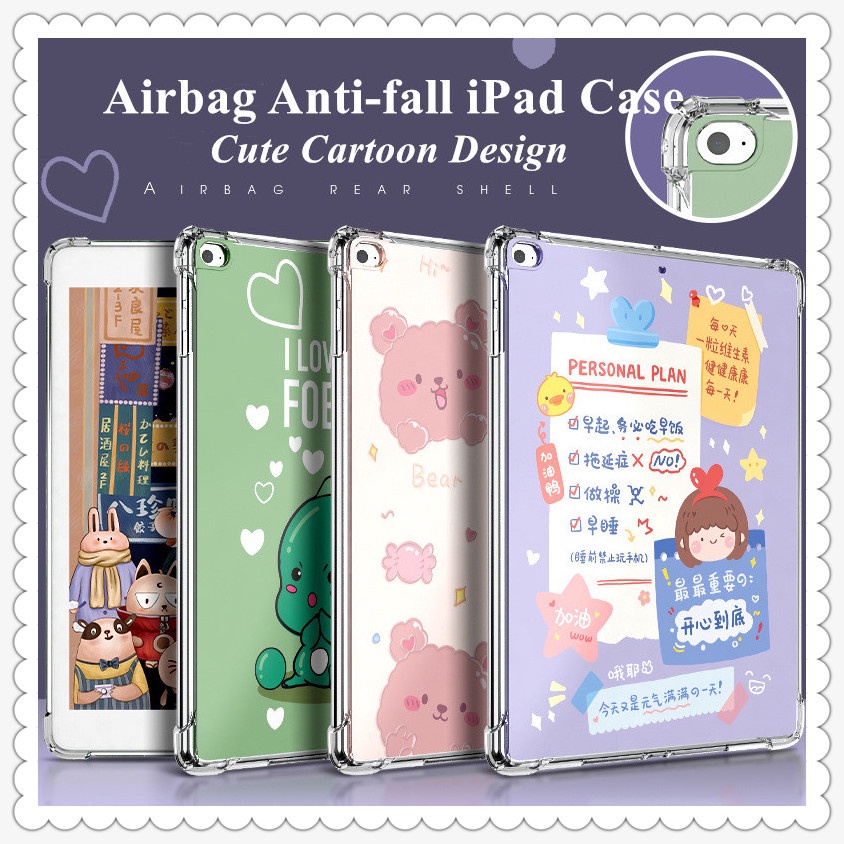 Ốp bảo vệ máy tính bảng có đệm khí họa tiết hoạt hình đáng yêu cho iPad Mini 1/2/3/4/5 Air 1/2/3 iPad Pro 11 2018
