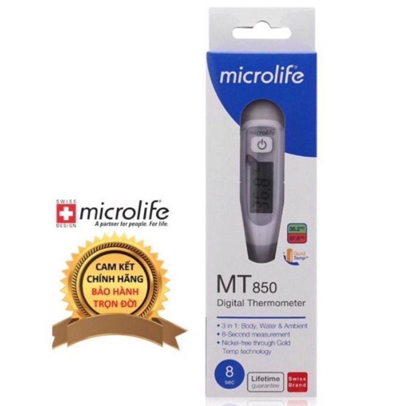 Nhiệt kế, nhiệt kế điện tử MICROLIFE MT850 dạng bút đo thân nhiệt nước tắm môi trường trong 8s NKMICMT850