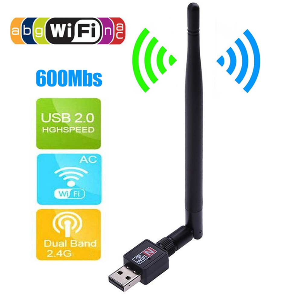Usb Phát WiFi Không Dây 600Mbps 802.11 + Ăng Ten + Thẻ Mạng Lan