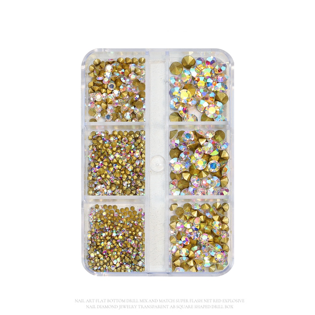 Hộp 6 ngăn đựng hạt cườm đá Misscheering trang trí móng tay độc đáo