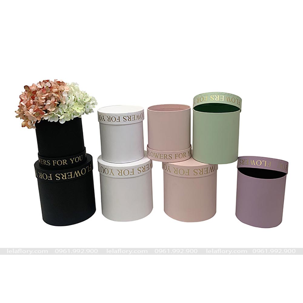 Set 2 chiếc hộp trụ tròn cắm hoa tươi, hoa sáp FLOWERS FOR YOU - THH0081