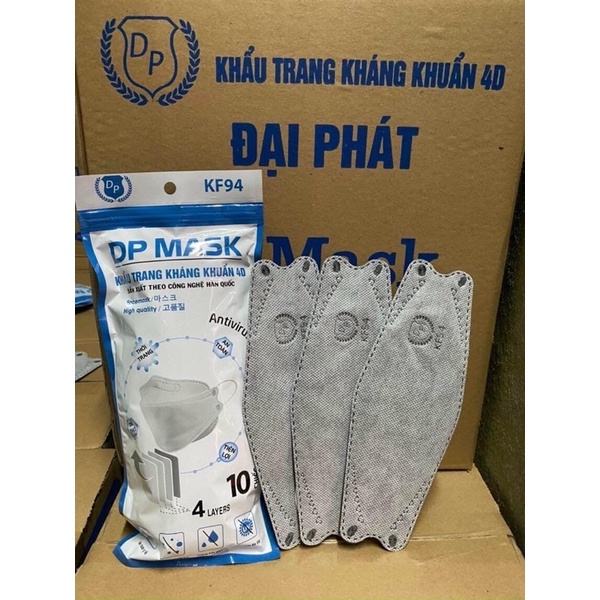 Gói 10 Khẩu trang KF94 4D Hàn Quốc chống bụi mịn và kháng khuẩn