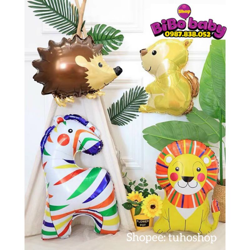 Bóng bay hình con vật: Ngựa vằn, sư tử, nhím, sóc, cáo trang trí sinh nhật phong cách Hàn Quốc - BiBo baby