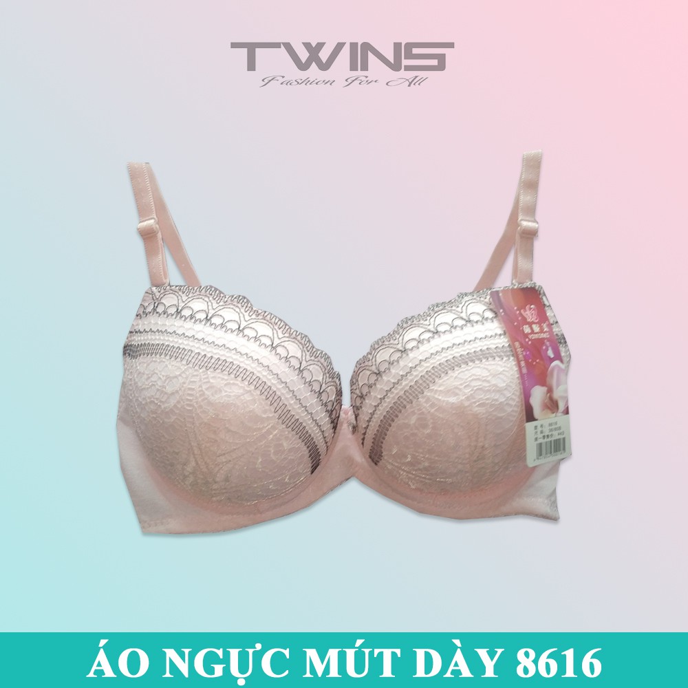 Áo ngực nữ ren mút dày nâng ngực tạo khe SD8616 có gọng cúp xéo mềm mịn size 32-34-36 mặc áo dài