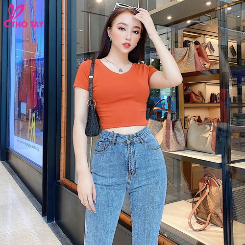 [Mã BMBAU50 giảm 7% đơn 99K] Áo thun nữ croptop cổ tim - THỎ TÂY | BigBuy360 - bigbuy360.vn