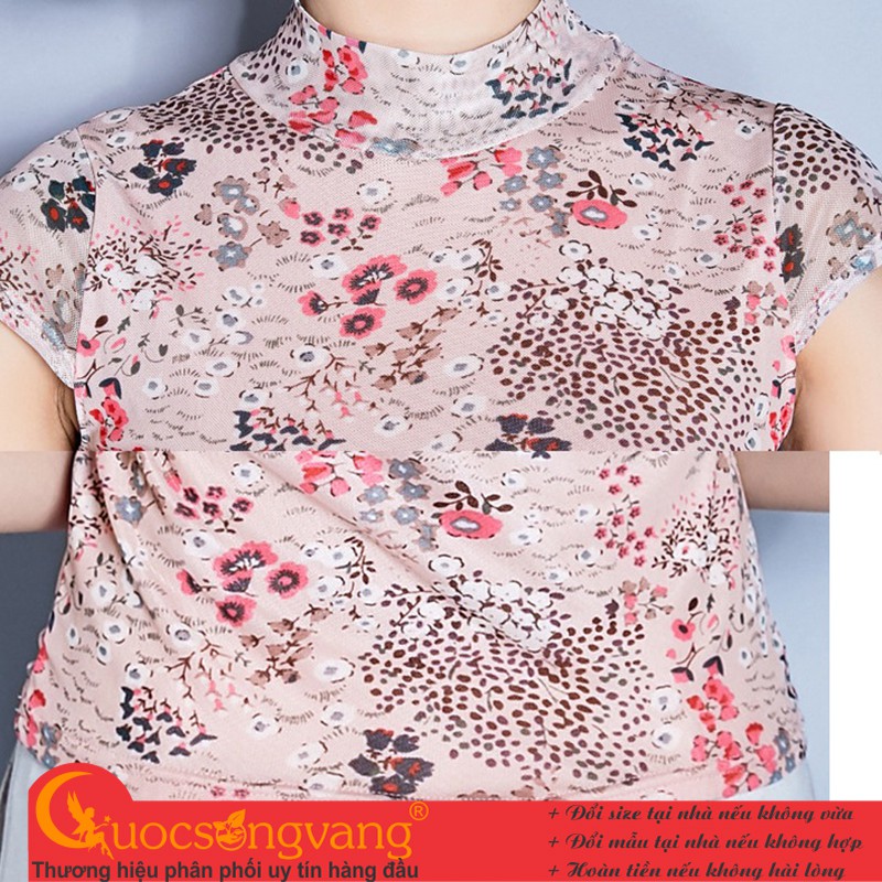 Áo thun lưới in hoa áo kiểu trong lót cotton GLA277 Cuocsongvang