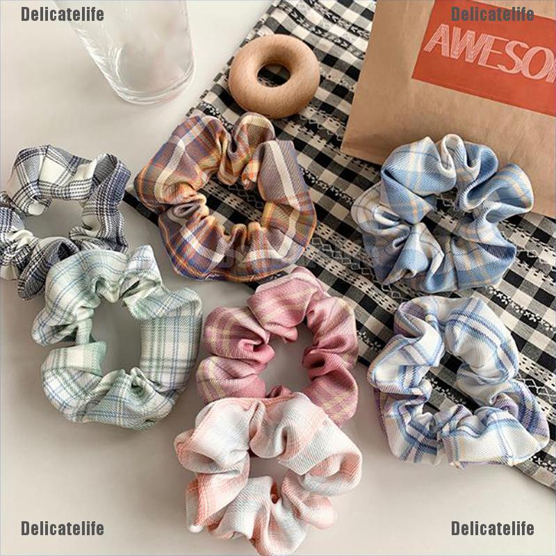 [Delicatelife] Korean Lattice Elastic Hair Bands Hair Rope Ponytail Holder JK Hair Accessories