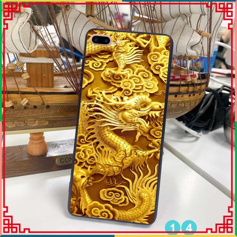 Ốp lưng in kính iPhone 7 plus - iPhone 8 plus - iPhone 6 Plus - iPhone 6s Plus hình Rồng Phượng sắc nét