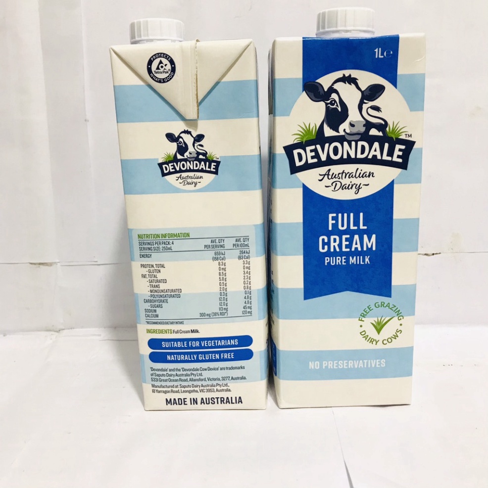 Sữa tươi nguyên chất tiệt trùng Devondale Full Cream Milk 1L