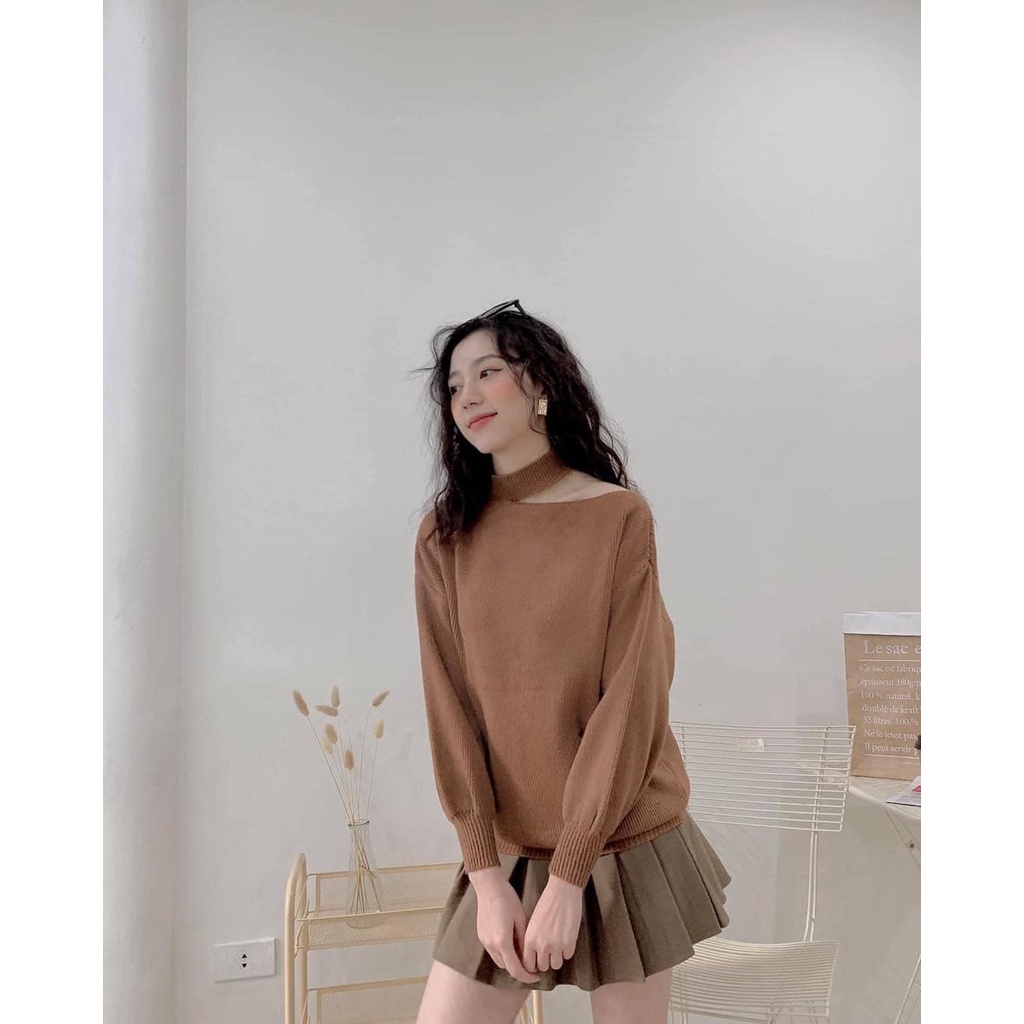 Áo len xẻ vai 3 màu xinh (kèm ảnh thật,video)