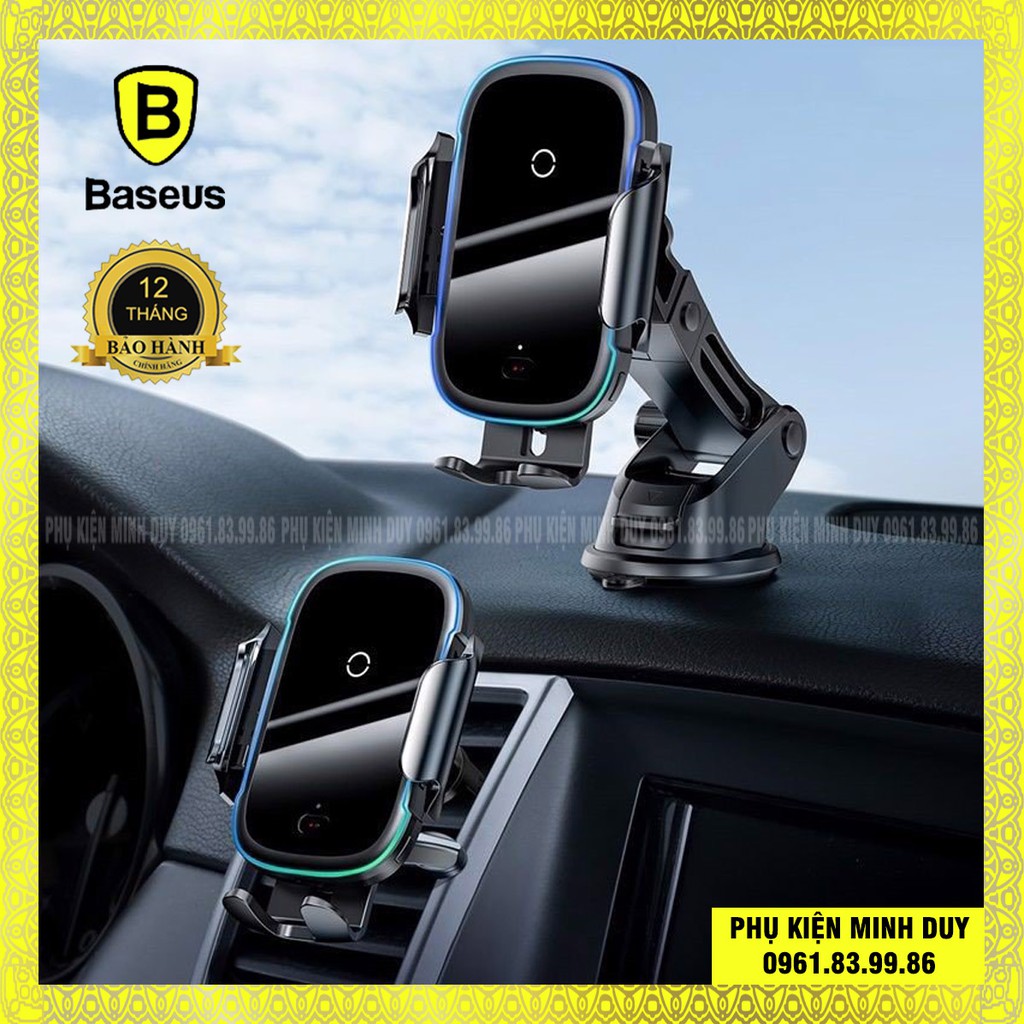 Bộ đế giữ điện thoại dùng trên xe hơi Baseus Light Electric Holder Wireless Charger 15W (tích hợp sạc nhanh không dây)