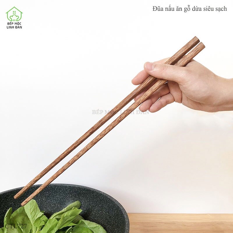 Đũa Xào Nấu Gỗ Dừa Tự Nhiên Không Độc Hại [Ctl727] (01 Đôi) Gỗ Già Rắn Chắc