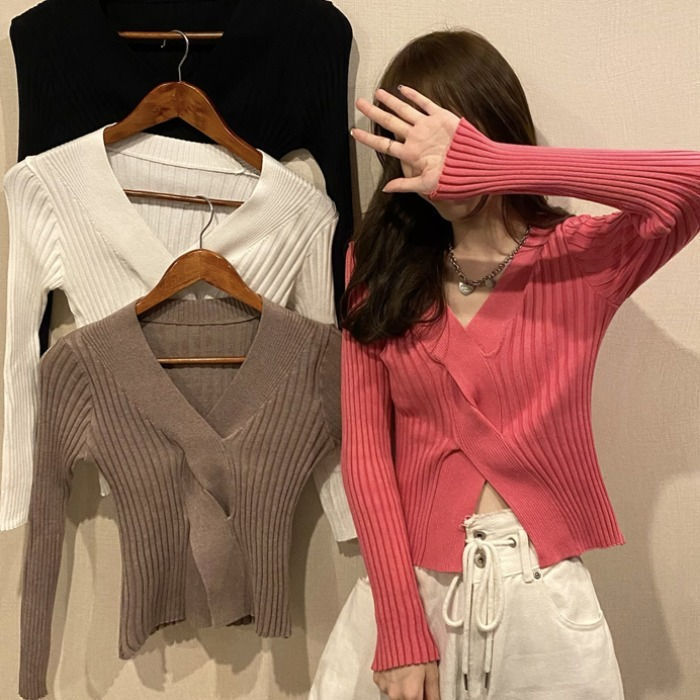 Áo Giữ Nhiệt Nữ New Knitted Top Women's White Sweater Slim Long Sleeve