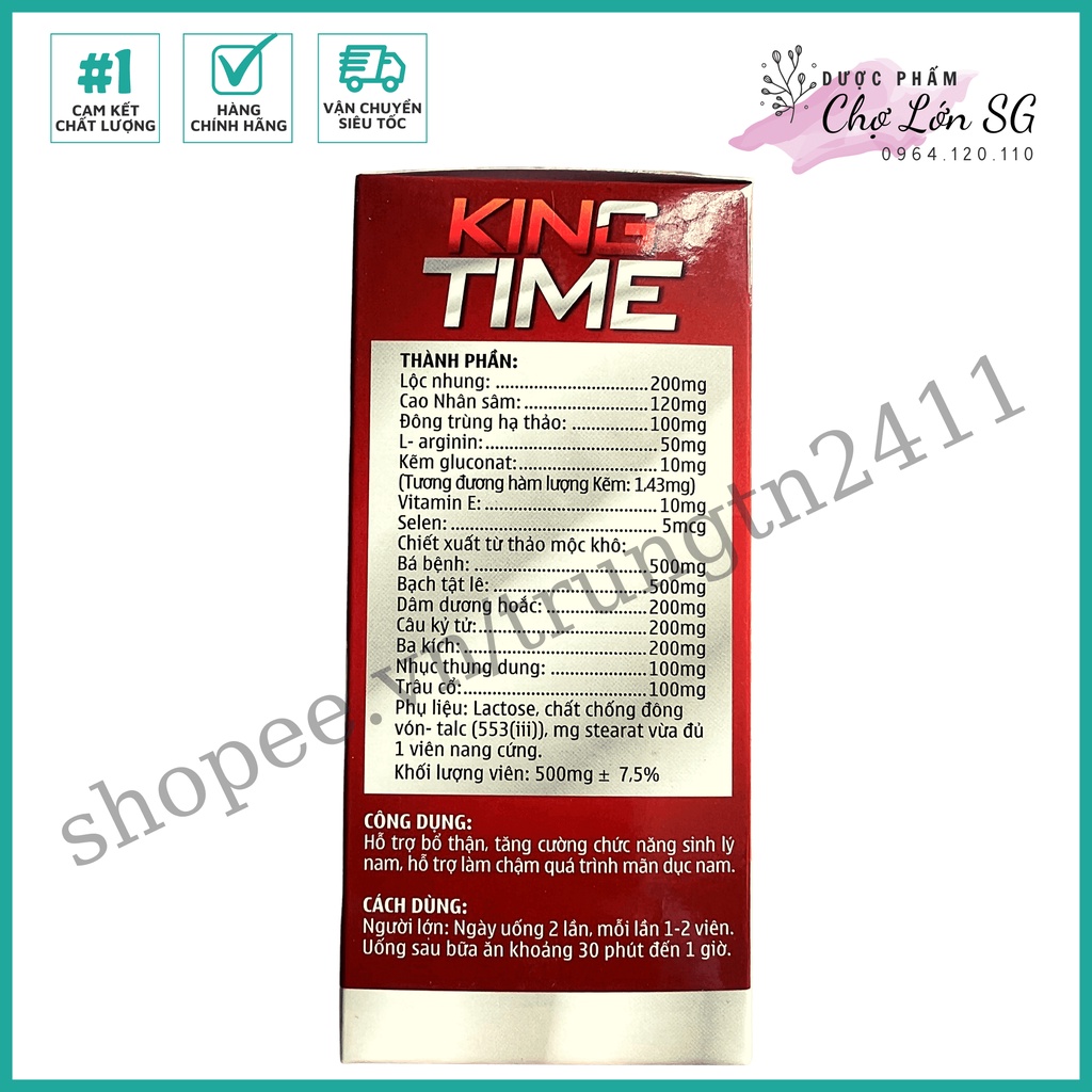 Viên uống bổ thận tráng dương tăng cường sinh lực King Time – hộp 30 viên