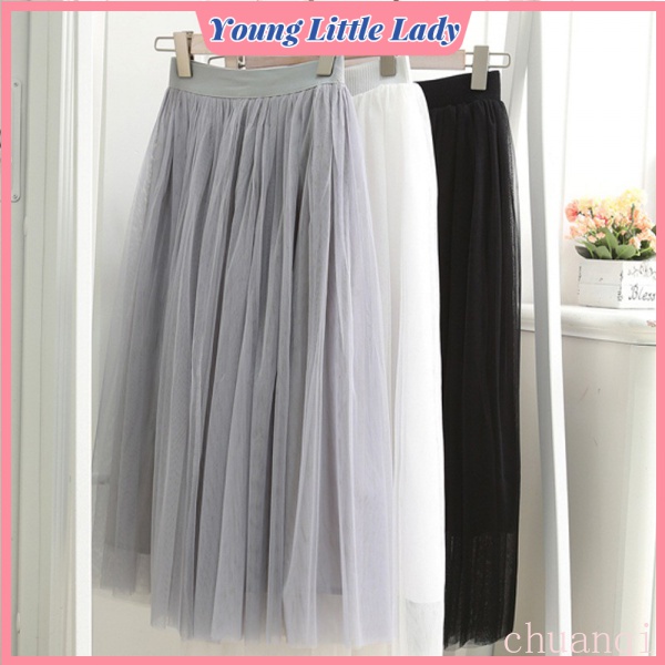 Hàng có sẵn  Chân váy Tutu dài lưng cao co giãn xếp ly cho nữ
