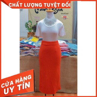 Chân váy midi len tăm lưng cao dáng dài màu freesize phong cách hàn quốc chất len mềm dày dặn