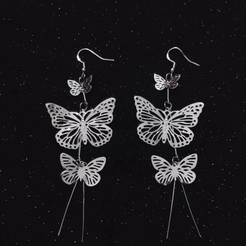 Bông Tai Dáng Dài Hình Bướm Bằng Kim Loại 22414 Cho Nữ