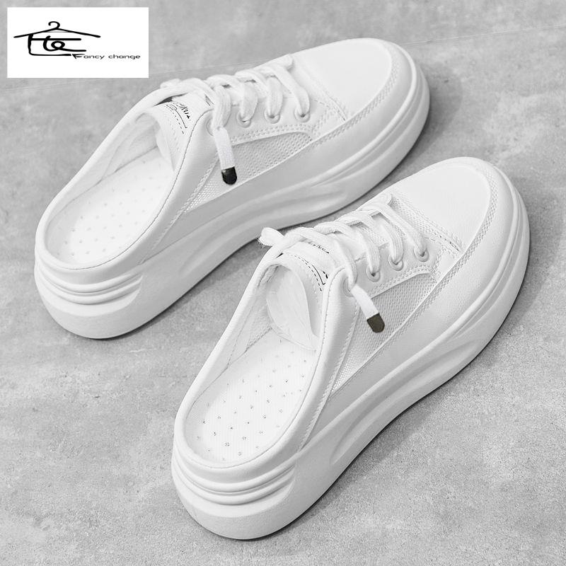 Dép Bít Mũi Phối Lưới Thoáng Khí Chống Trượt Thời Trang Mùa Hè Phong Cách Hàn Quốc