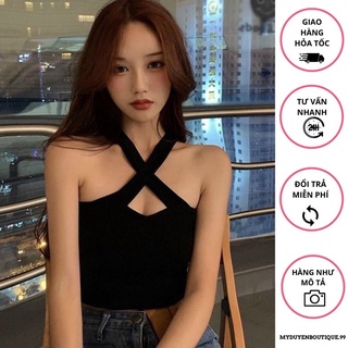 Áo croptop chéo cổ yếm sexy
