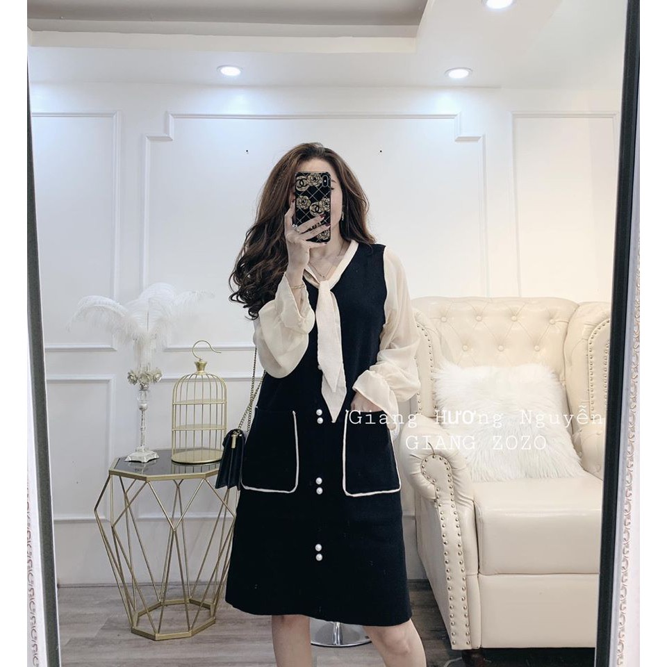 Váy GIẢ YẾM CỔ NƠ PHỐI TAY