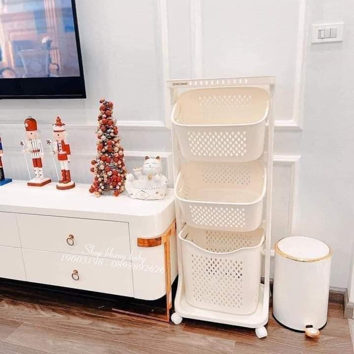 Kệ nhựa 3 tầng có bánh xe Việt Nhật