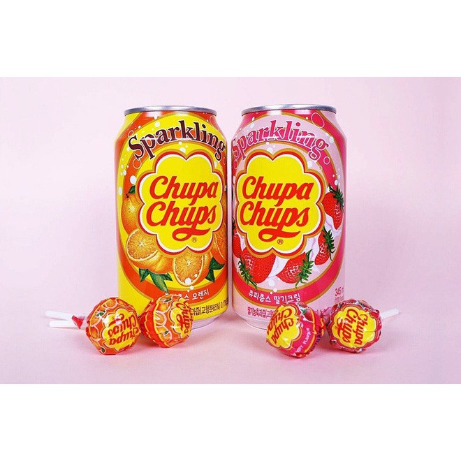 (3 vị) Nước ngọt soda Sparkling Chupa Chups lon 345ml