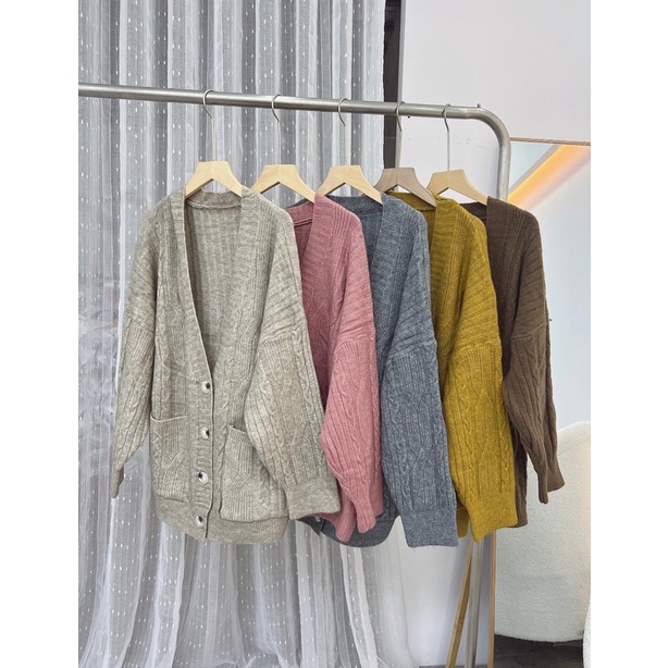 Áo khoác cardigan len thừng oversize