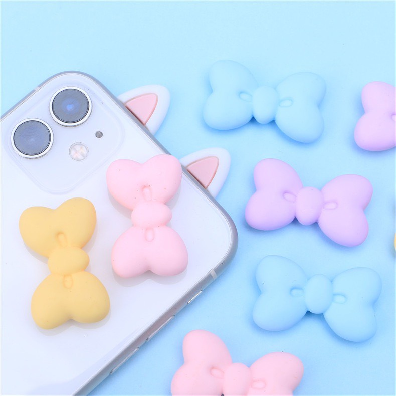 Charm (C285) slime/ Dụng Cụ Charm Trang Trí [Ko Keo &amp; Nút] Hình Nơ Màu Pastel