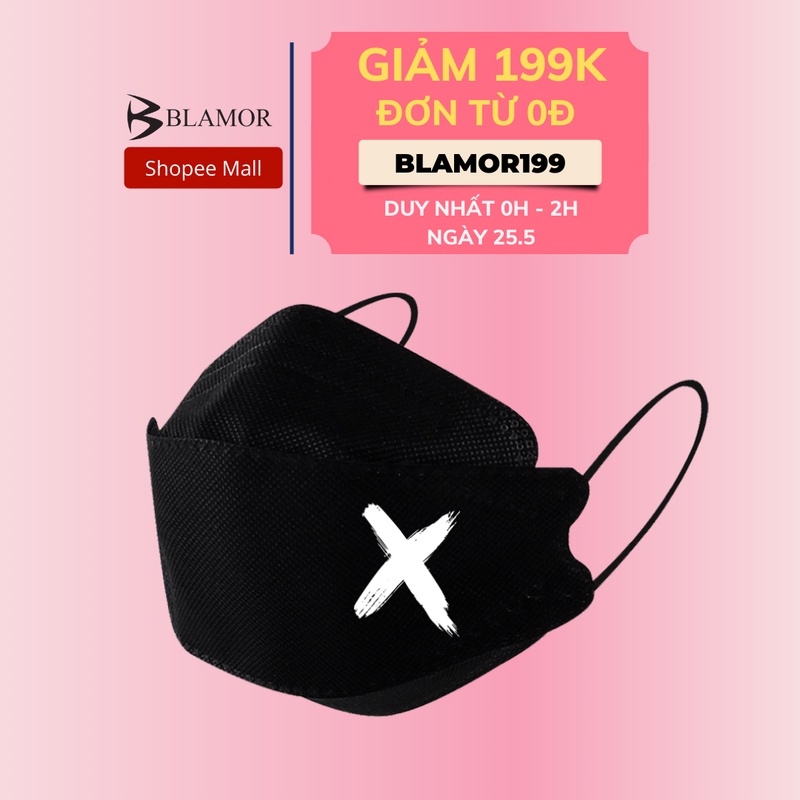 Khẩu trang hình Blamor màu đen hình xương cá siêu ngầu 4 lớp B011 HÌNH 10