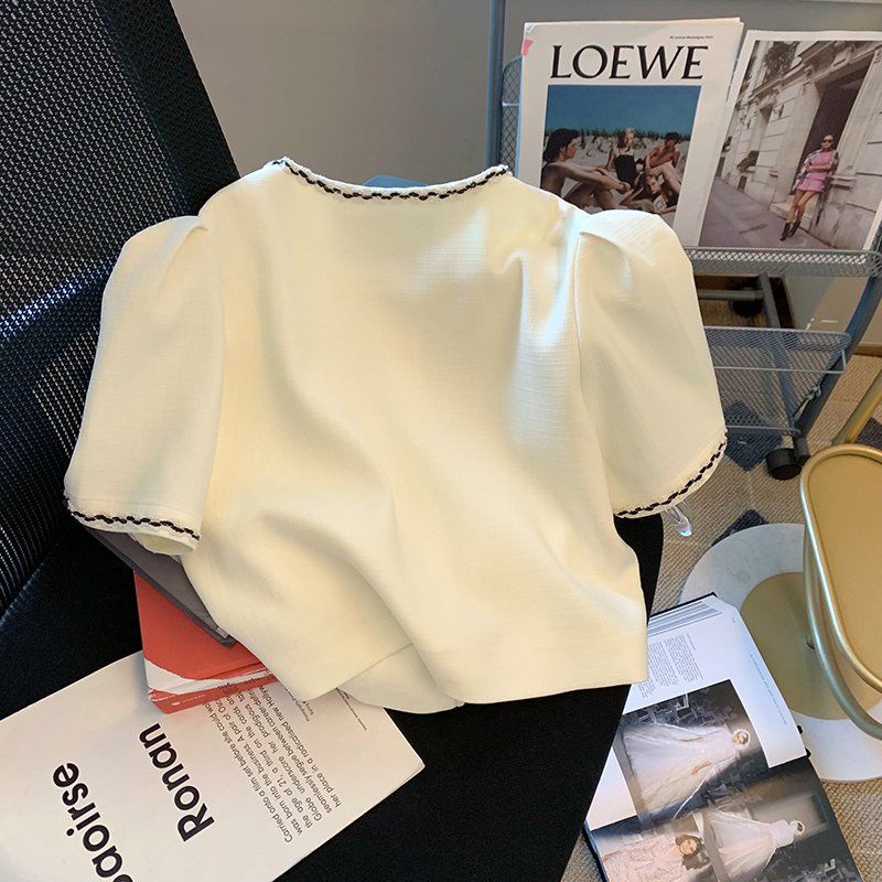 Cổ Phiếu Sẵn Sàng❤Ah F &amp; X Áo Sơ Mi Tay Phồng Đính Nơ Phong Cách Pháp Thời Trang Mùa Hè Phong Cách Phương Tây Dành Cho Nữ 2022