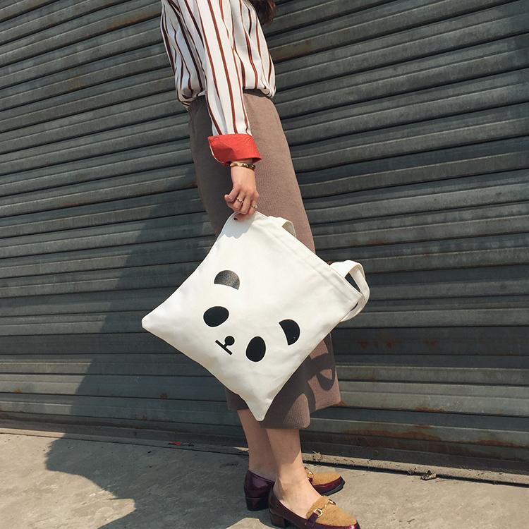 [Mã FASHIONT4WA2 giảm 10K đơn từ 50K] Túi Tote Vải canvas Đẹp Cực Hot có khóa miệng in hình Panda