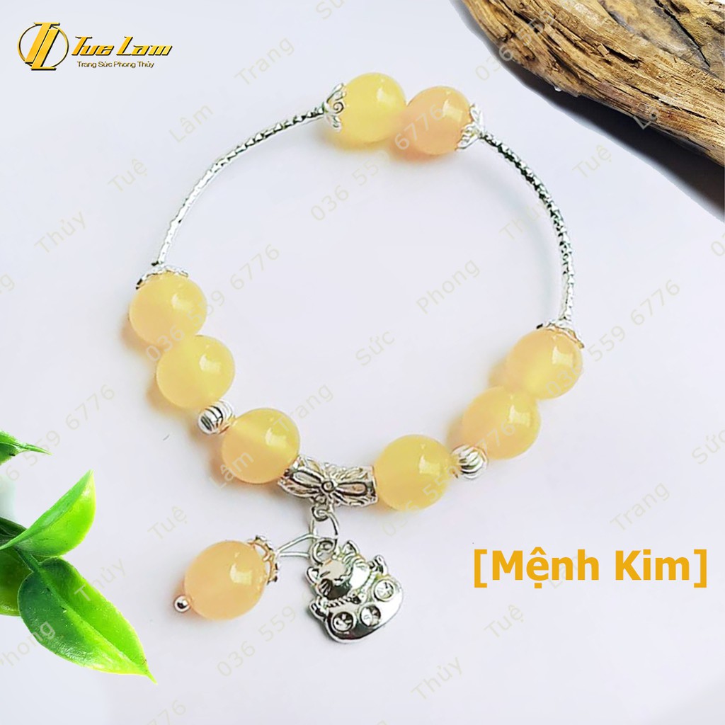 Vòng Tay Nữ Charm Back [Tuệ Lâm] Mix Đá Mã Não-Mèo Thần Tài-May Mắn