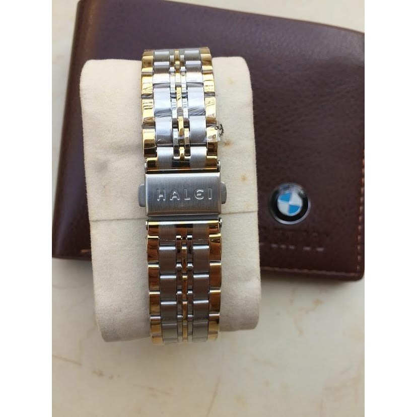 Đồng hồ đôi nam nữ halei dây pha mặt trắng HLP011 chống nước chống xước,tặng kèm vòng tì hưu
