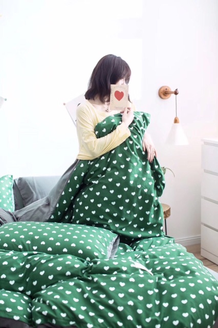 Bộ 4 Món Cotton Hoạt Tính Tim Xanh