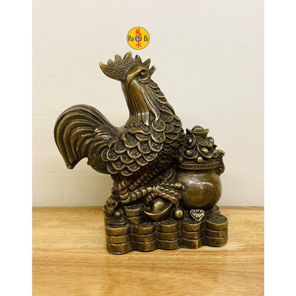 Gà mình Vàng Tụ Bảo - Dậu Đắc Lộc - Tượng Đồng Phong Thủy 12 Con Giáp