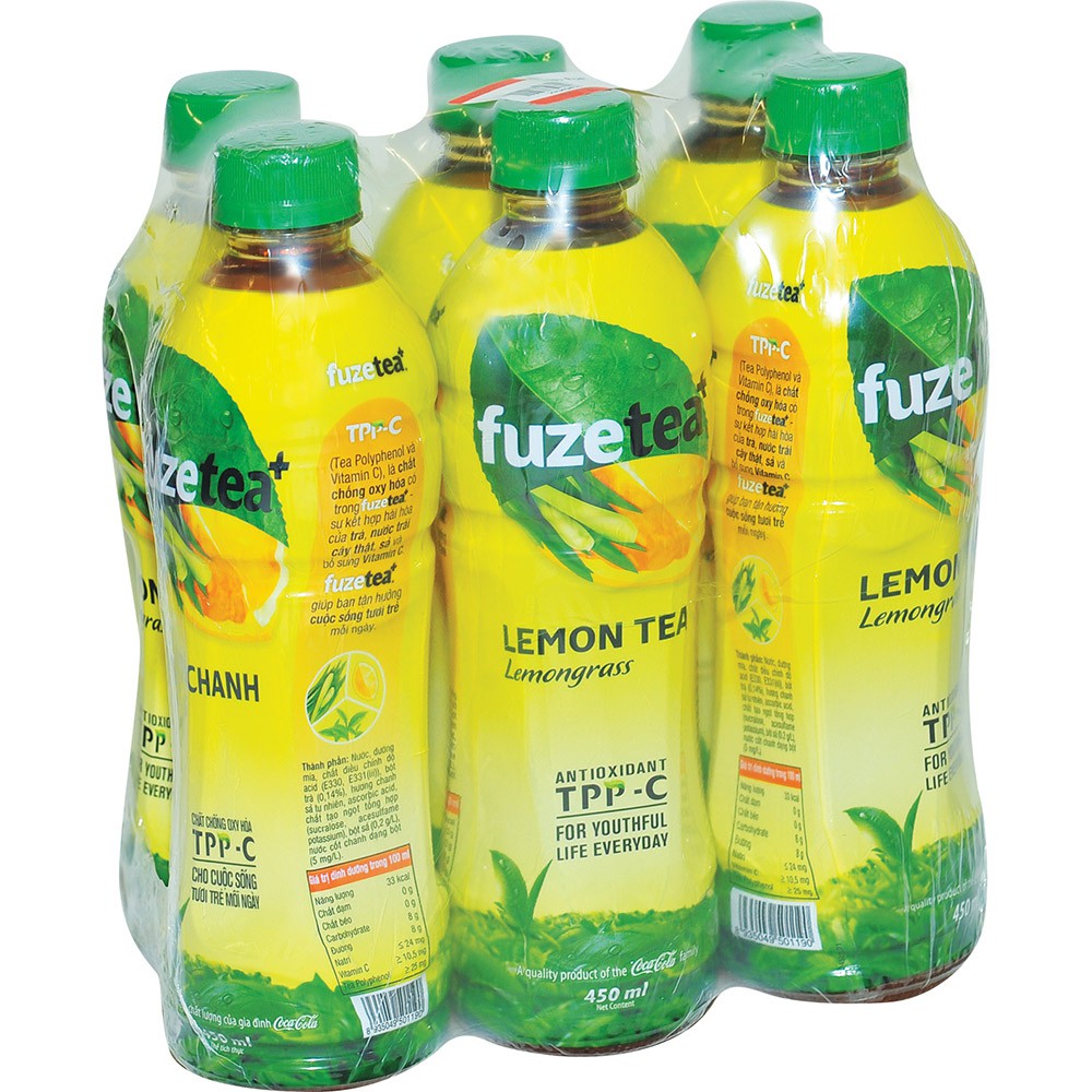 Trà Fuze chanh dây hạt chia/ chanh sả/ đào hạt chia 450ml x 6 chai
